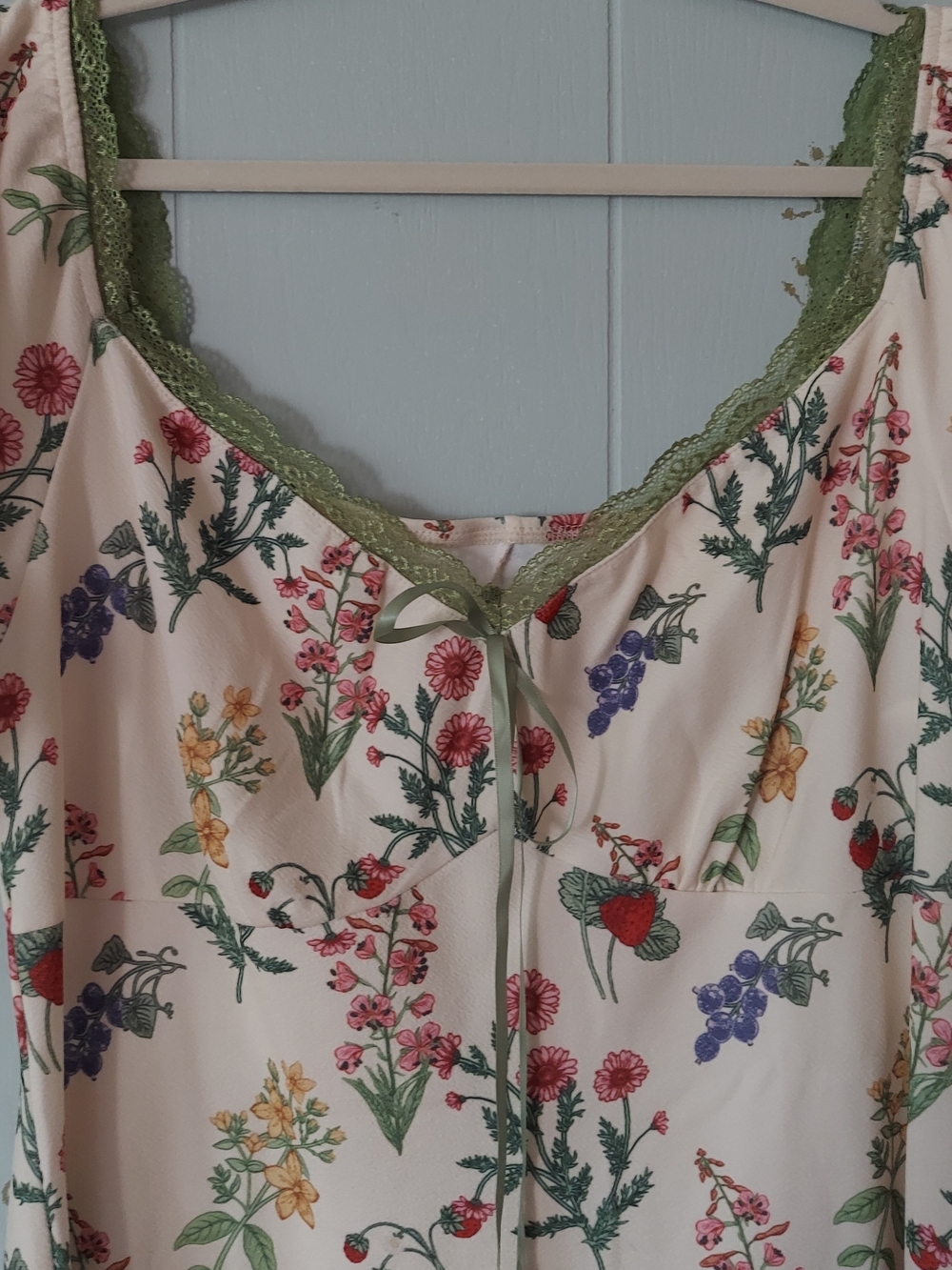 Cider Cream Floral Midi Dress with Green Trim - Picture 2 of 2
